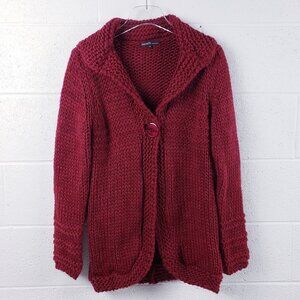 Berretti Knit Cardigan Sweater Italian Wool Mohair Alpaca Red Women's Medium